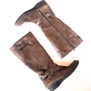 CLARKS Whistle Woven brown leather tall boots women's sz 7